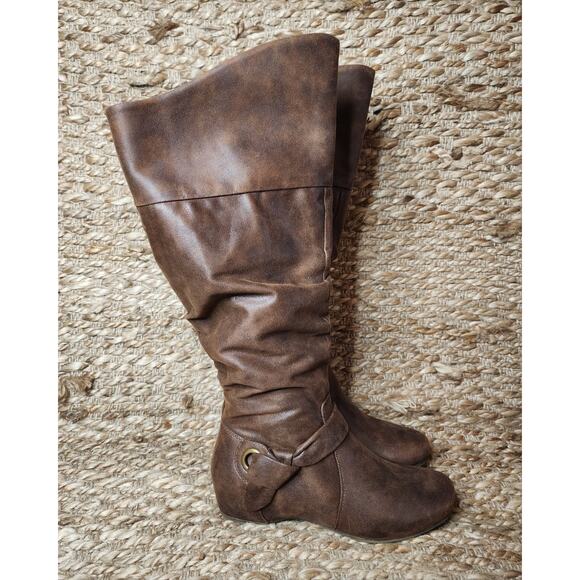 Baretraps Wide Calf Sanova 2 Knee-High Brown Leather Fashion Boots Size 6 M - Picture 5 of 11